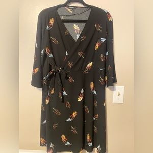 Feather Dress with midwaiste tie belt